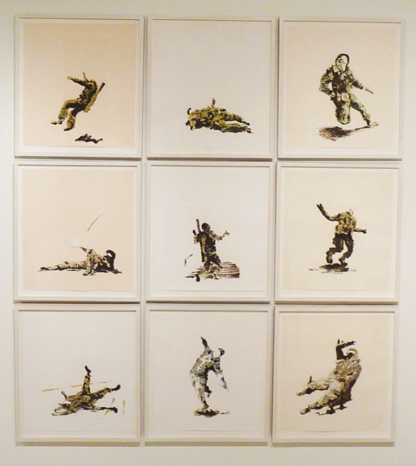Nathan Cann, Falling Soldier, series of nine monoprints